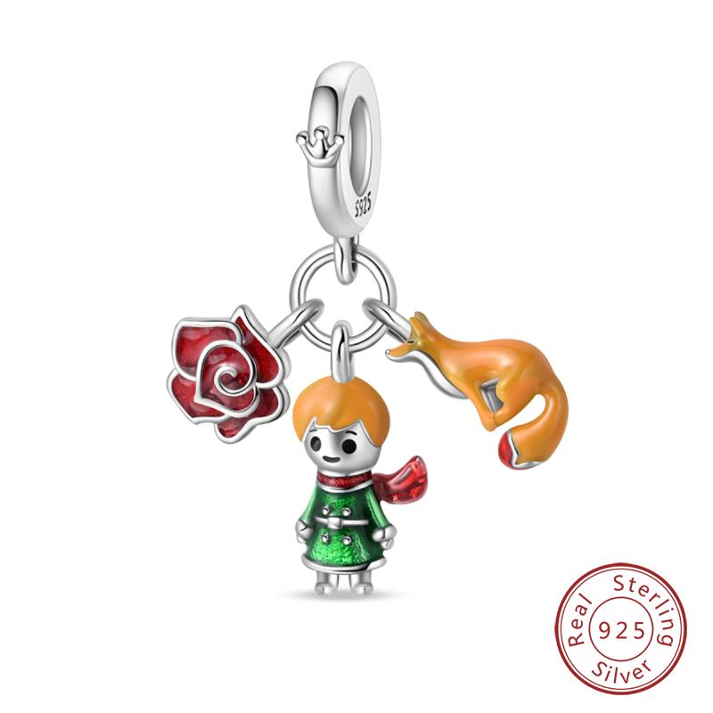 NEW 925 Silver Fashion Tarot Pendants Mysterious Spirit Snake Skull Rose Charms Beads Fit Qikaola Bracelets DIY Jewelry
