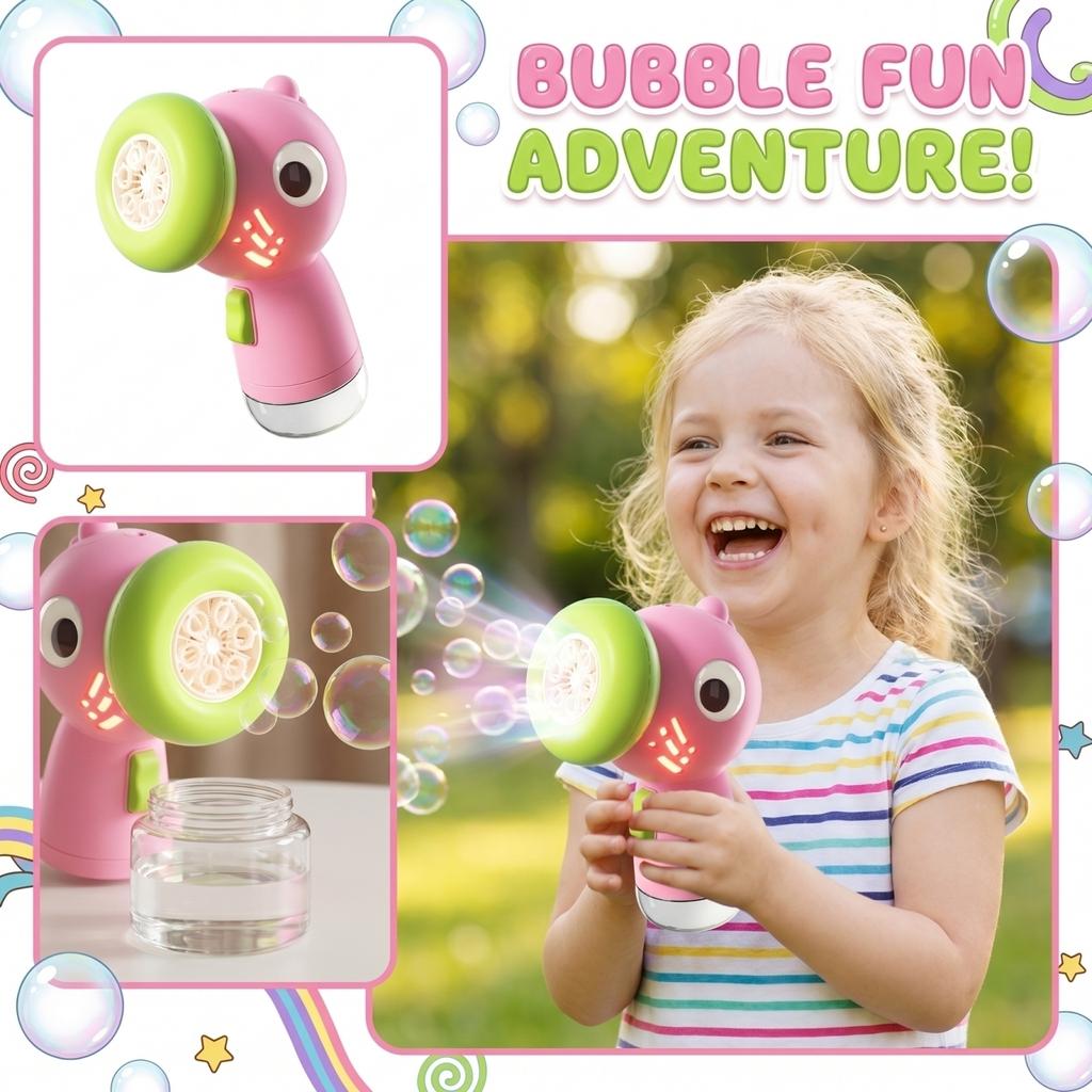 Machine Wand For Girls Boys Toy, Bubble Machine Maker Blower Toys With Light & Music, Toddler Outdoor Toys Bubble Solution (10ml)