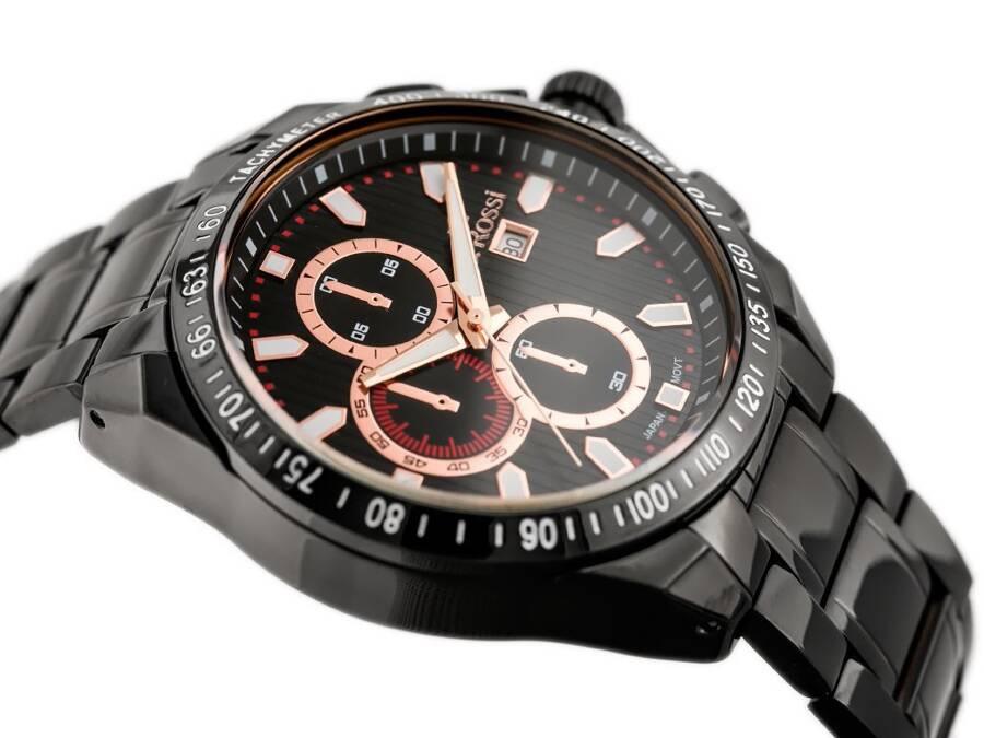 Zegarek Męski G. Rossi - Blues (Zg094G) Black/Rose + Box