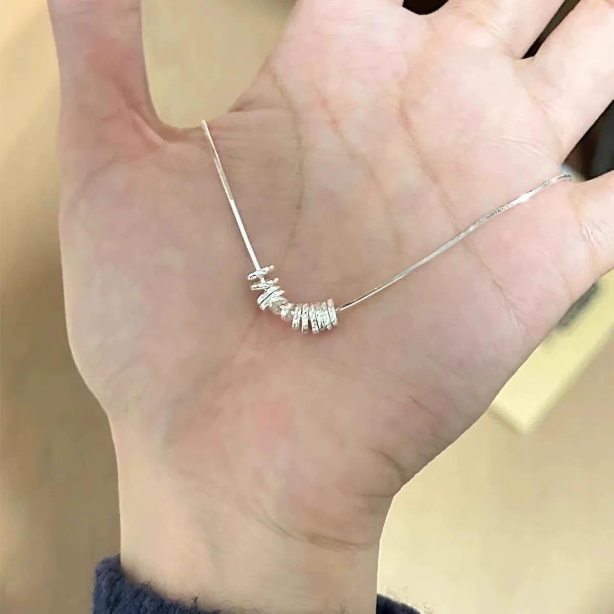 

Zhongying Jewelry Textured Broken Silver Necklace, Cold Style, Simple, Versatile, High-End Clavicle Chain