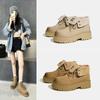 Retro flip-top two-wear Martin boots, women's cattle cashmere thick-soled inner height-increasing women's short boots, outdoor hiking shoes