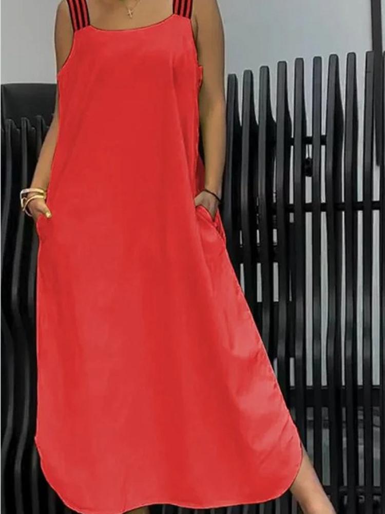 Casual Cotton and Linen Pocket Dress