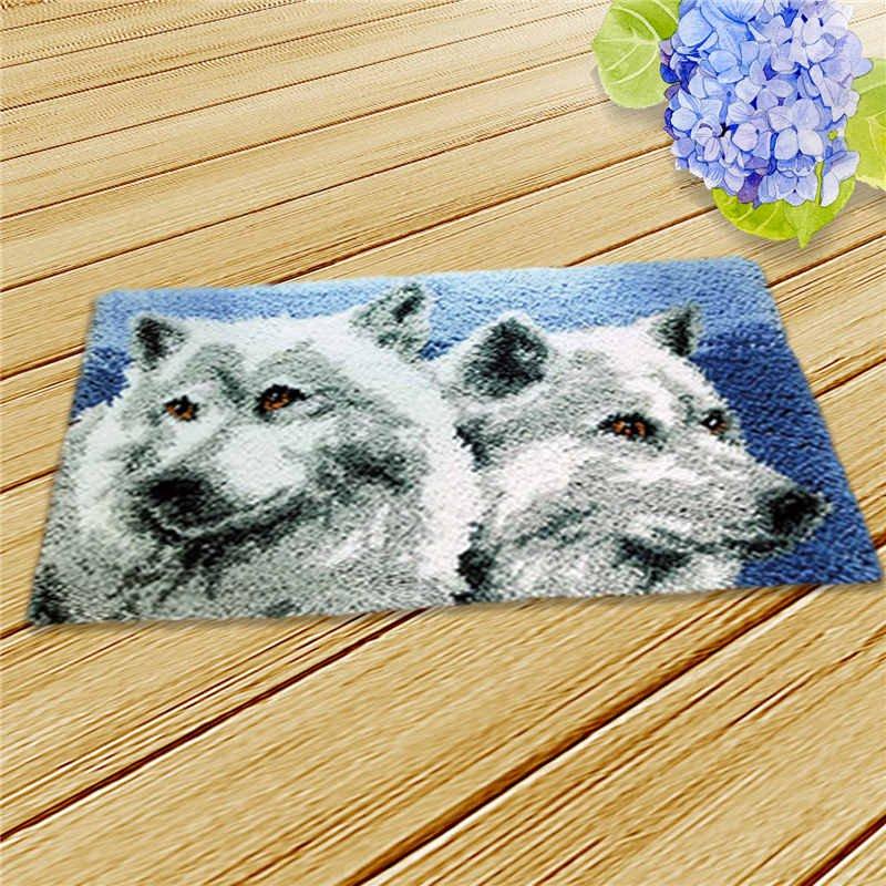 Cartoon Animal Latch Hook Pillow Smyrna Package Hooks Hand Knitted Embroidered Pillow Carpet Embroidery Set Latch Hook Rug Kits