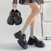 Black British style retro versatile platform small leather shoes autumn and winter with skirts and loafers