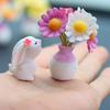 Cute Mini Bunny And Daisy Flower Vases Car Dashboard Decorations Fun Dashboard Ornament Kawaii Car Interior Accessories Rearview