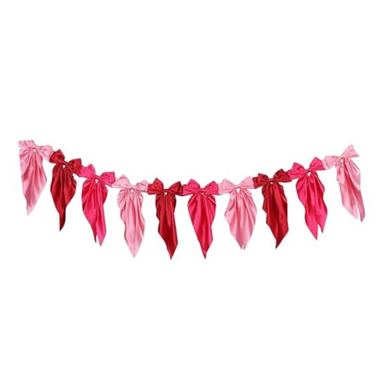 1 Set Garland Banner Bowknot Design Decorative Garland Banner Indoor Outdoor Party Home Holiday Festival Decoration