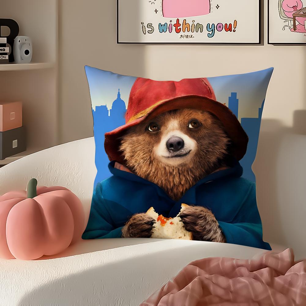 

Cute Charming British Cartoon PPaddington Bear Cushion Cover Pillowcase Short Plush Invisible zipper Room Sofa Cushion Cover 30X30cm