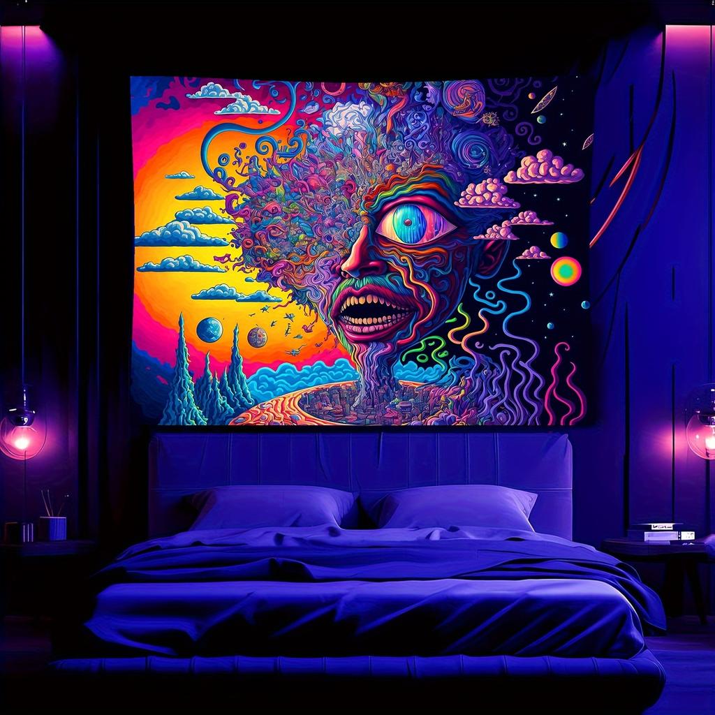 VIKAMA Surreal Starry Sky Tapestry Gradient Illusion Living Room Bedroom Art Studio Fantasy Human Face Room Tapestry