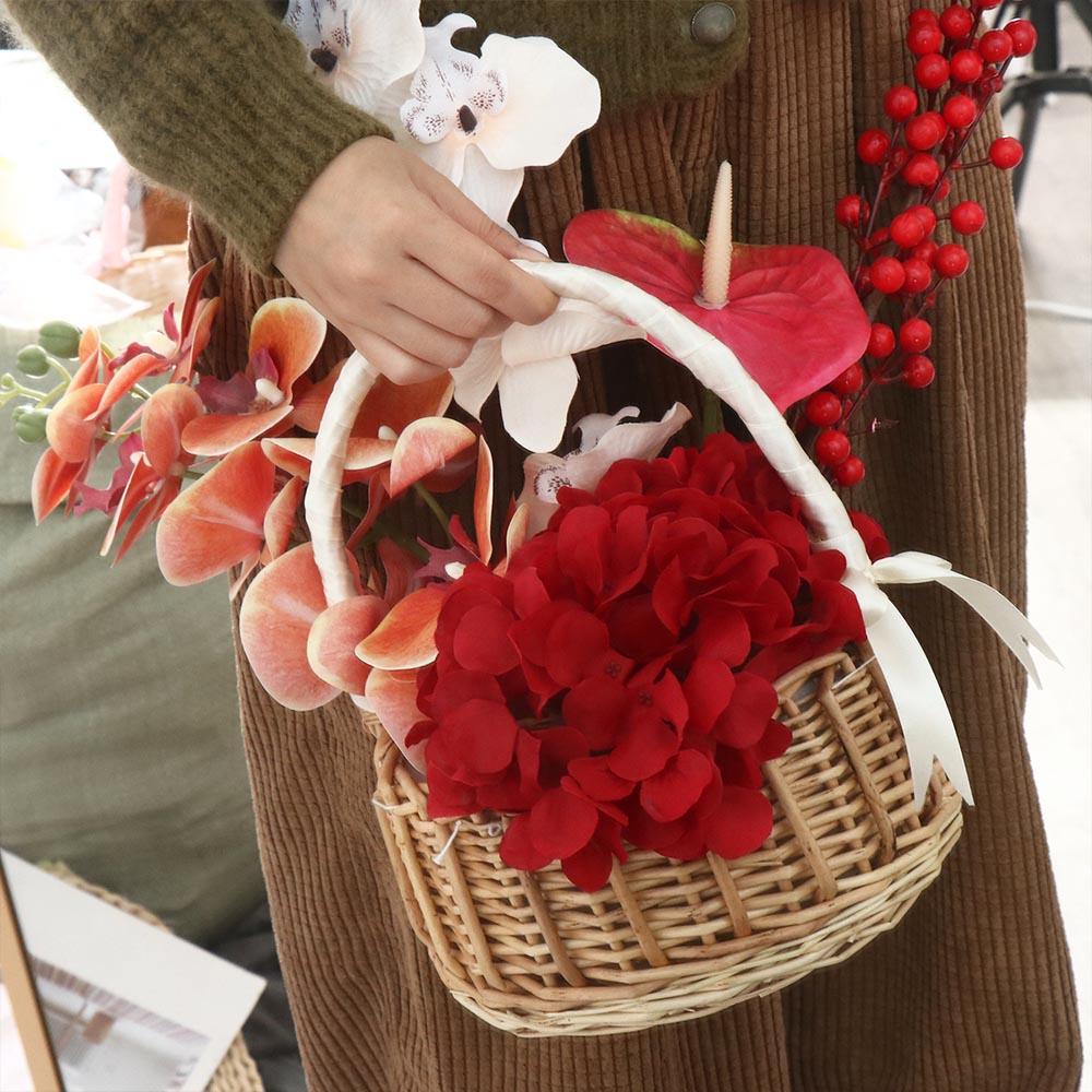 home Wedding Flower Girl Rattan Desktop Decoration Storage Basket Flower Basket Clutter Organizer