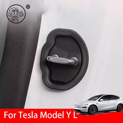 4Pcs for Tesla Model YL 2026 Model Y L 3 Y S X Car Silicone Door Lock Cover Shock Absorber Protective Sticker Car Acccessories Interior Mirrors 6
