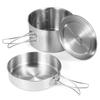 TOMSHOO 2-teiliges Camping-Kochgeschirr-Set, Edelstahl-Topf-Pfanne-Kochset mit faltbaren Griffen aus Mesh