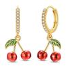 Original 925 Sterling Silber Niedliche Frucht Ohrringe Rote Kirsche Erdbeere Pilz Anhänger Creolen Für Damen Schmuck Geschenk