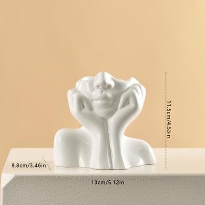 Vaso in Vinile Stile Nordico Ins Scultura Ragazza Pensante Arte Fioriera Decorazione Personalizzata e Creativa Artigianato Ornamento