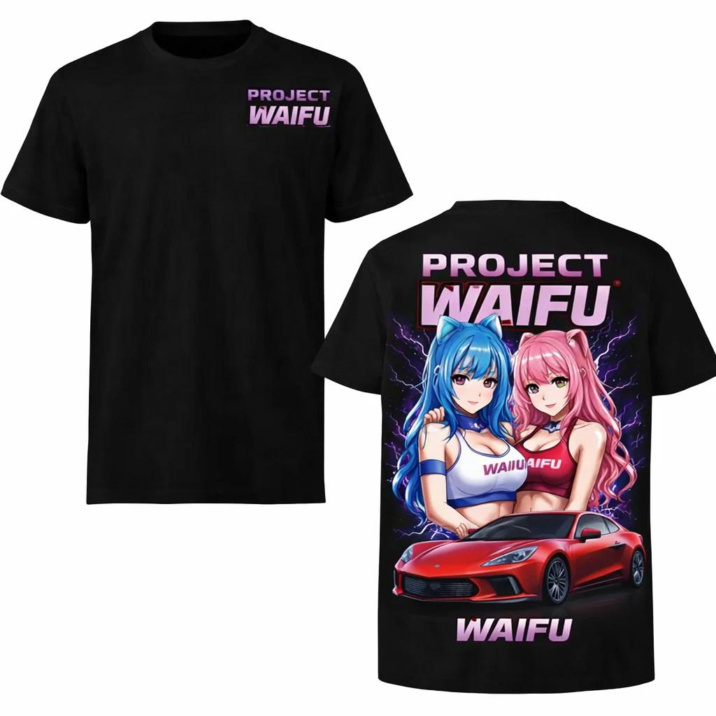 Anime Waifu Car T-Shirt Project Waifu Graphic Tee JDM Style Aesthetic Unisex XS