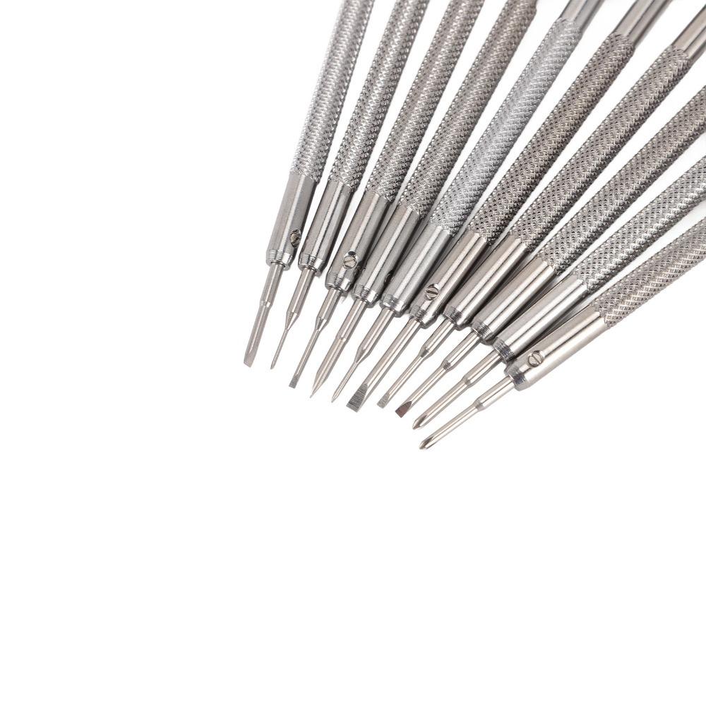 10pcs Textured Grip Watch Repair Screwdriver Set Stainless Steel Eyeglasses Screwdriver Set  Watches