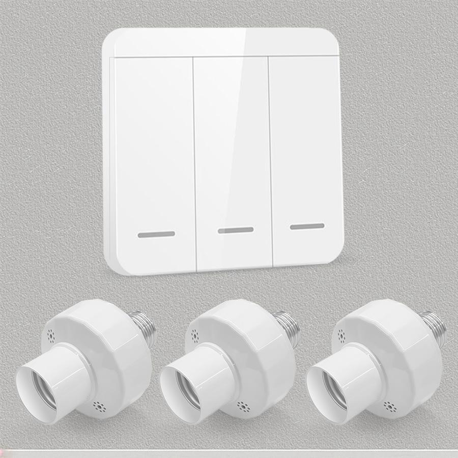 Smart Remote Control Light Bulb Holder RF 433Mhz Remote Control Led Bulb Holder E27 E26 Base Socket AC 85-265V Wireless Wall Sw