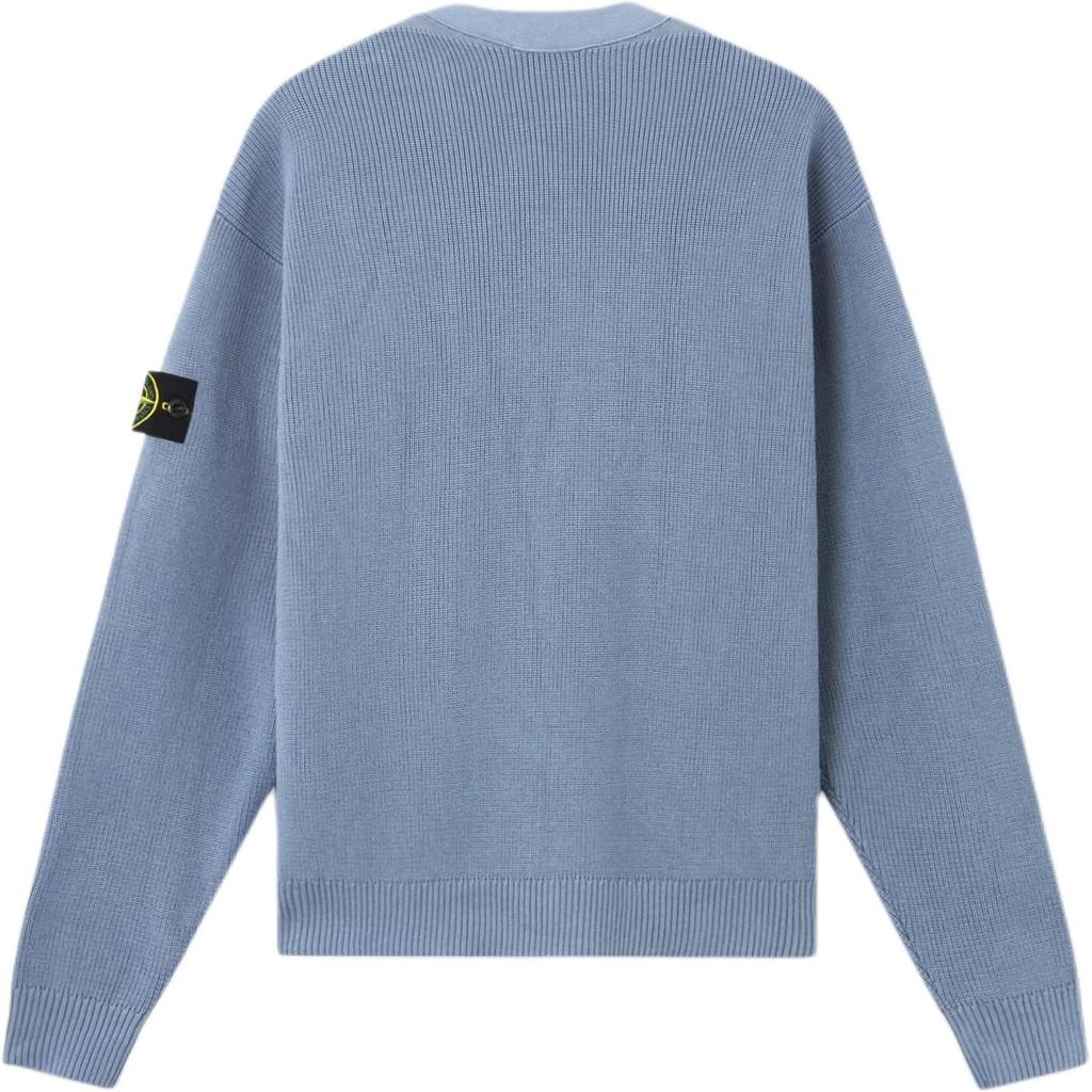 Stone Island Badge V-Neck Loose Fit Single-Breasted Long Sleeve Knit Sweater Men sweater L1S155100009S00D8-V0024