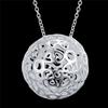 925 Sterling Silver 18 Inch Chain Hollow Ball Love Heart Pendant Necklace For Woman Wedding Engagement Charm Jewelry