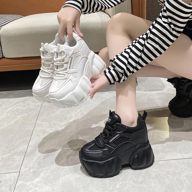 Fashion Women Chunky Sneakers Internal 11CM High Platform Breathable Mesh Shoes Ladies Wedges Casual Shoes For Woman  Sports Dad Shoes