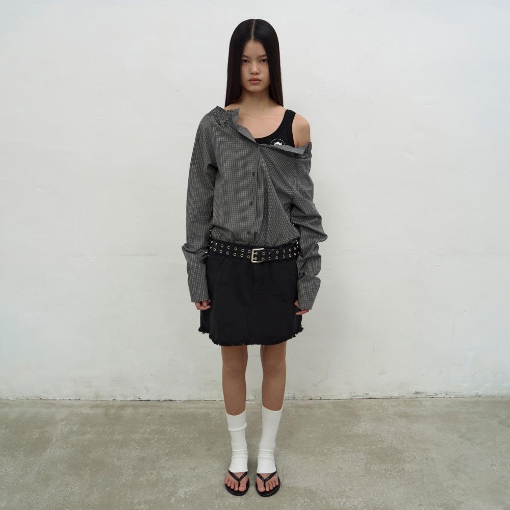 Lcdc Tm Checked Button-Up Skirt (Grey)