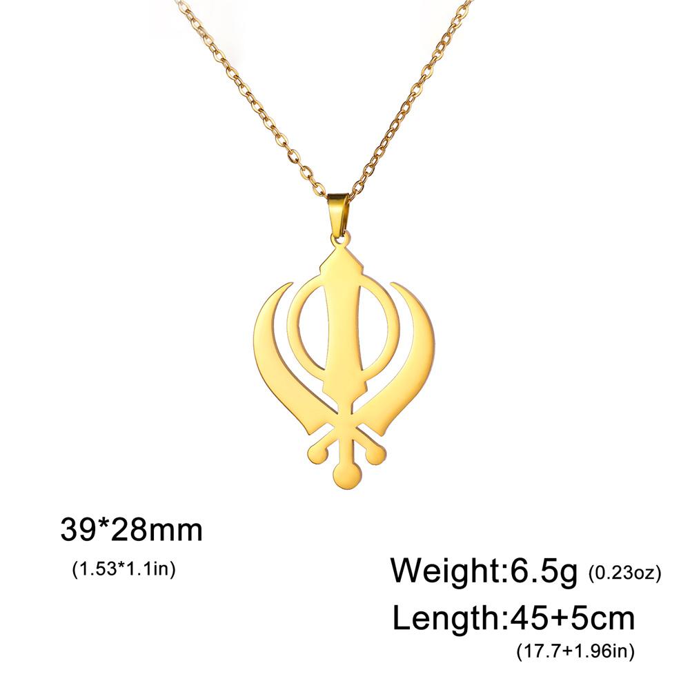  Classic Sikhism Symbol Necklace for Women Men Stainless Steel Sikh Khanda Necklaces Religious Protection Amulet Jewelry