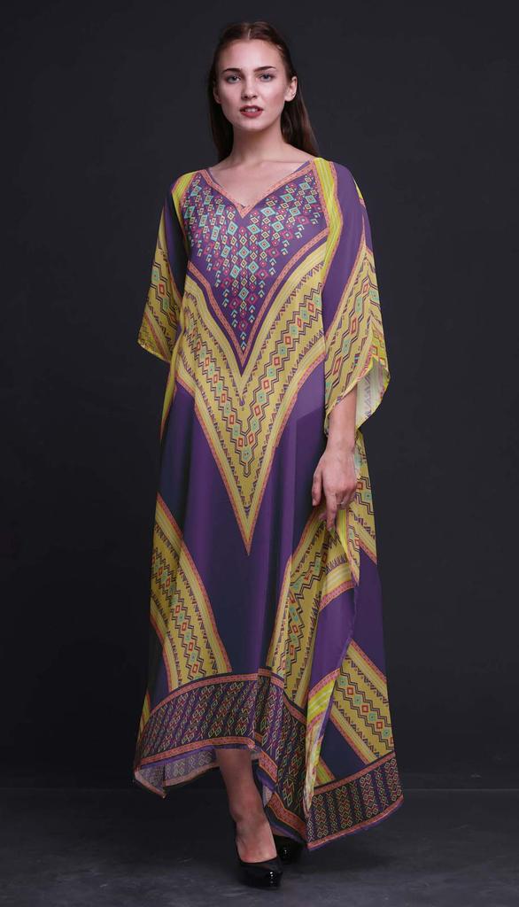 Phagun Geometric African Womens Long Beach Kaftan Beachwear Bikini Coverup Maxi