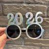 Shiny 2026 Happy New Year Glasses Cute New Year Decorative Sunglasses  New Year Dress Up