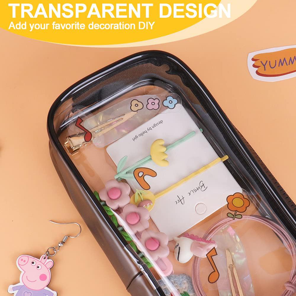 4 PCS Clear PVC Pencil Case School Exam Make Up Bag Travel Zip Pouch Zippered Clear Bag