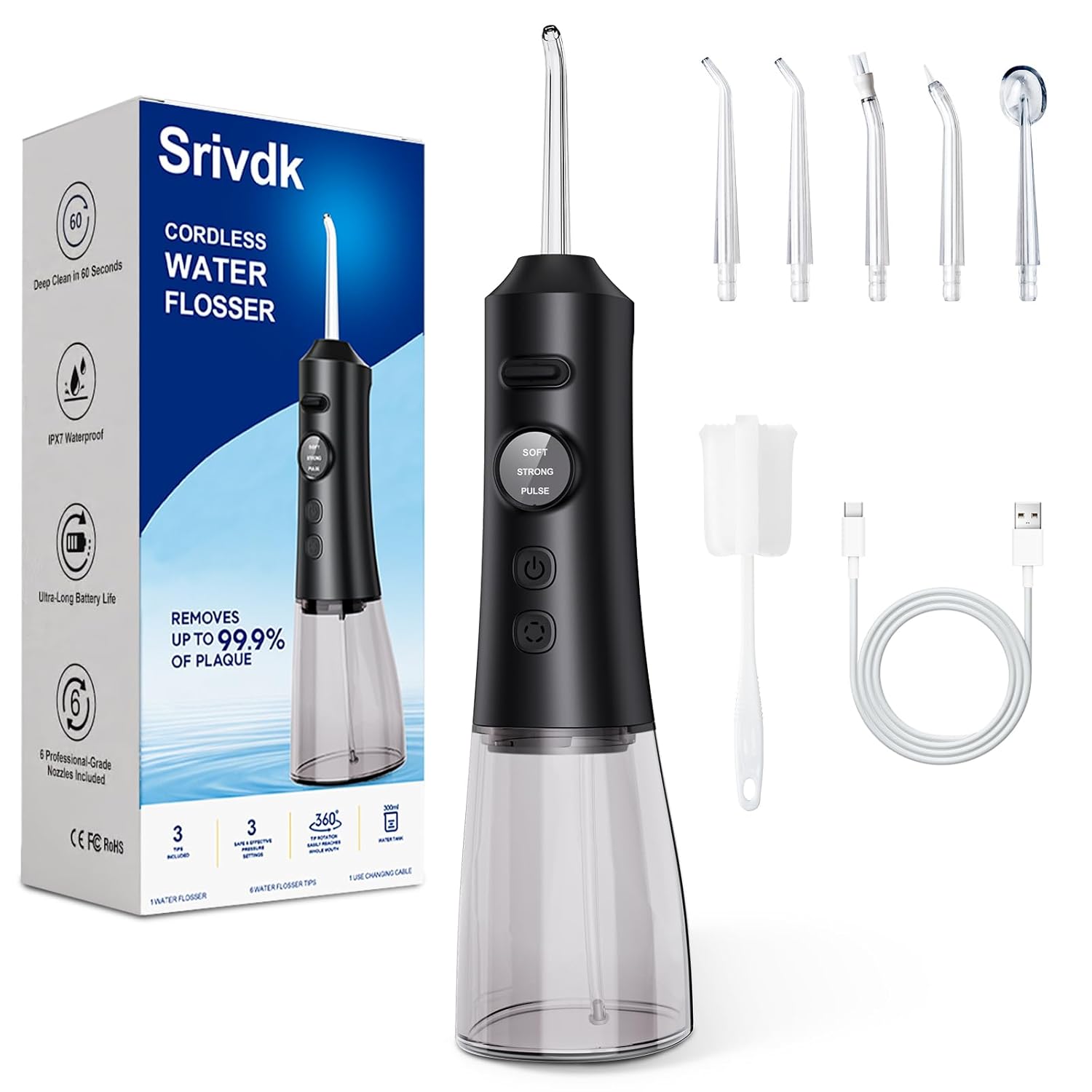 

Dental for Teeth – Oral with 6 Replaceable Jet Tips, 3 Modes, Portable Rechargeable Elect United States