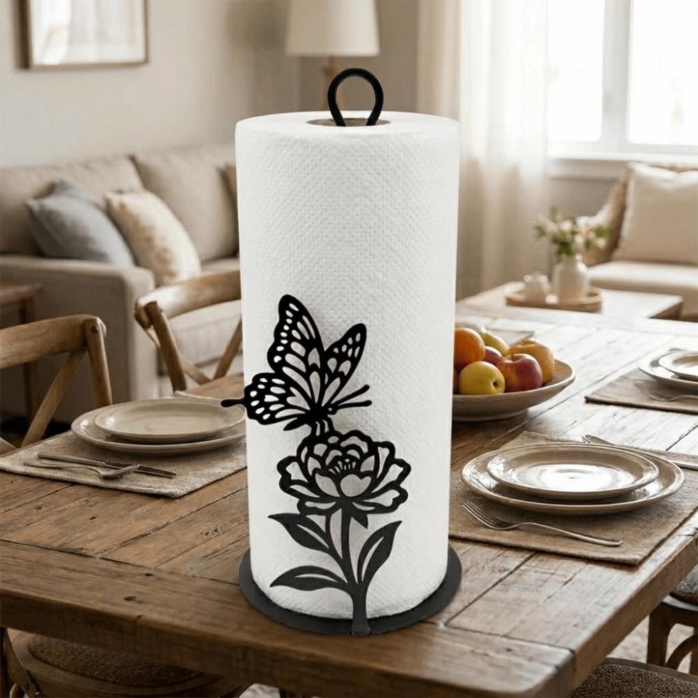 Creative 2D Flat Butterfly Napkin Holder Wooden Base Free Standing Vertical Napkins Rack Decorative Tissue Stand Parties