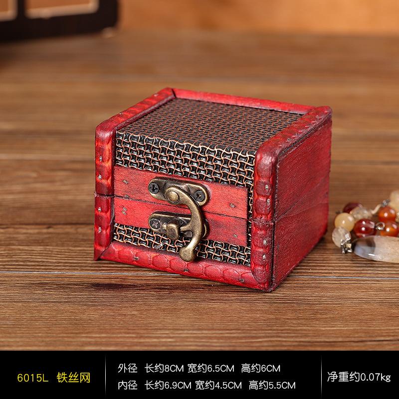 1 szt. Antyczna Mini Drewniana Skrzynia Skarbów Pudełko do Przechowywania Organizer na Biżuterię Pudełko Prezentowe Z Mini Metalem