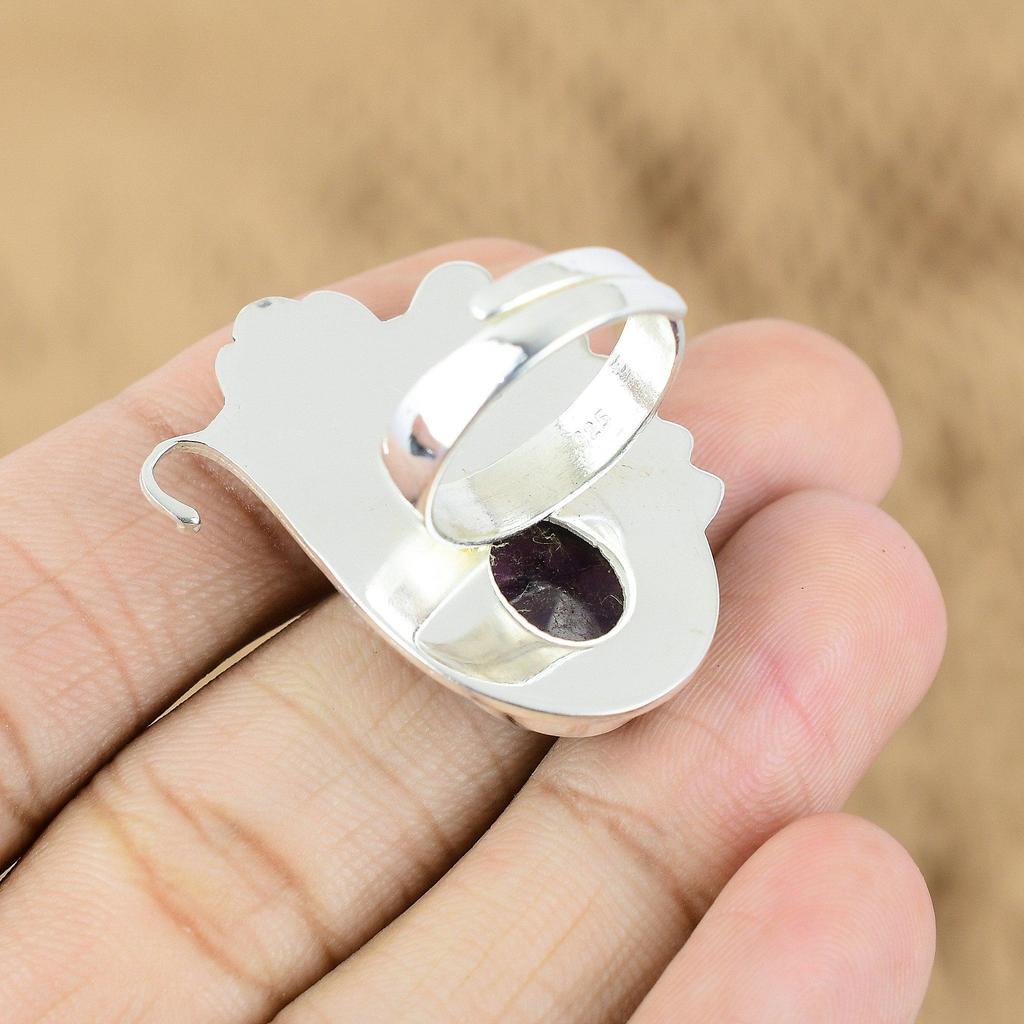 Mothers day Deal African Amethyst Gemstone 925 Sterling Silver Flower Wife Ring