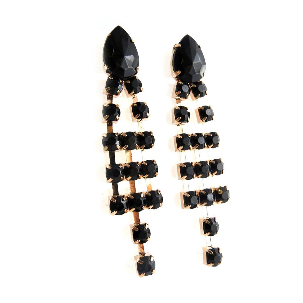 Les Trésors De Lily [L1885] - Black 'Sissi' Designer Earrings