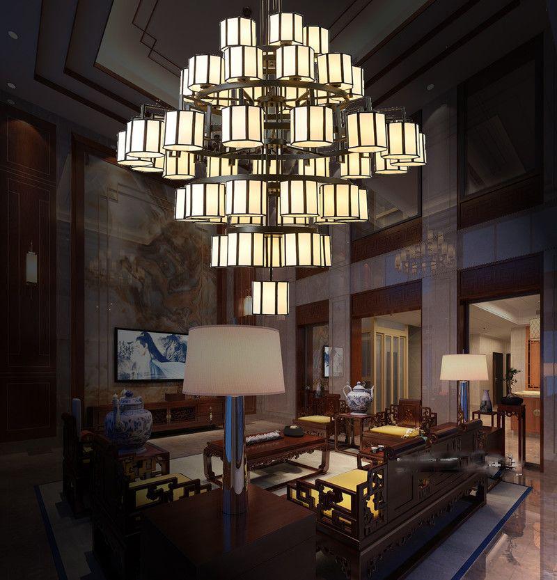 Chinese-Style Duplex High Ceiling Chandelier for Hotel Lobby or Villa