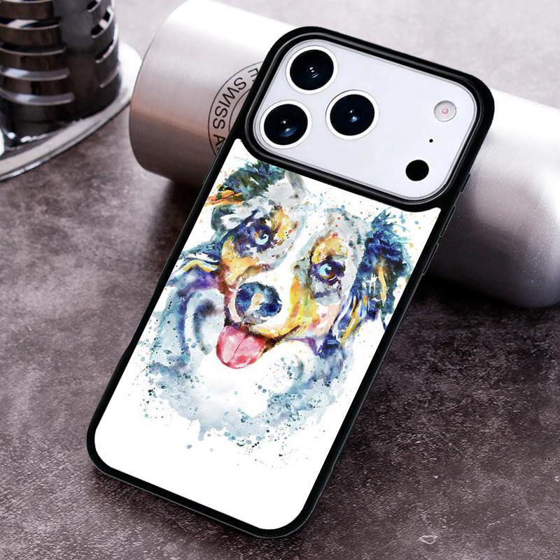 Border Collie Watercolor Phone Case For iPhone 17 16 15 14 13 12 11 Pro Max Plus 17Air Soft Silicone Cover