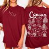 Cancun Shirt Doodles Landmarks Unisex Casual Shirt Mexican Gift Souvenir Summer Tee Playa Del Carmen Women