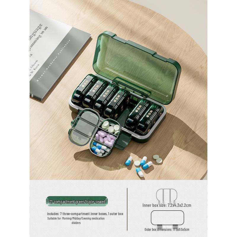 Compact 7-Day Japanese Pill Organizer with Three-Daily Dose Reminder