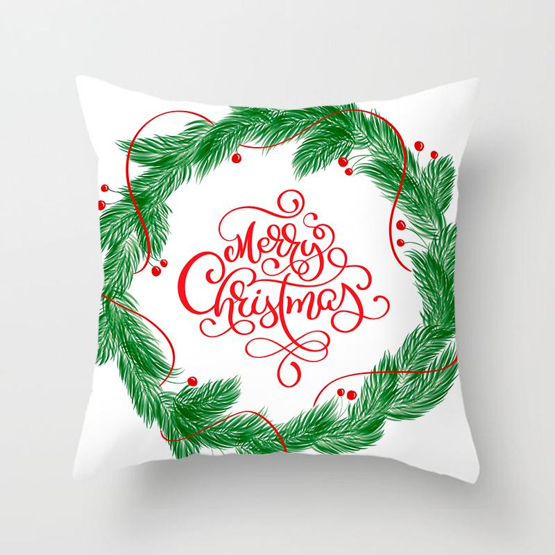 Merry Christmas Printed White Putetrekk Christmas Style Putetrekk Hjem Sofa Dekor Putetrekk