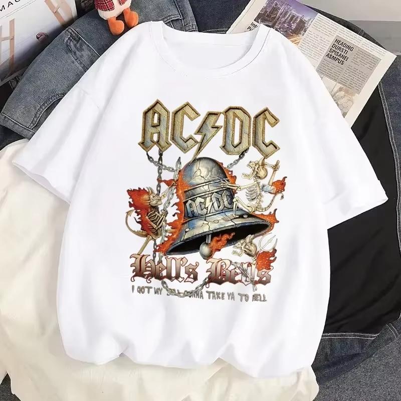 Rock Music ACDC Printed T Shirts DC Graphic Tshirt Men Casual Short Sleeves Streetwear T-shirts Summer Male O-Neck Tops Tees