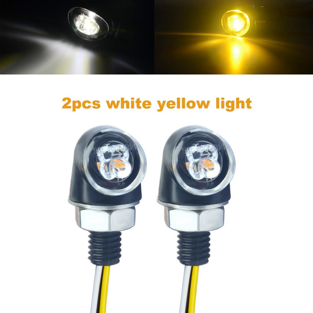 8mm Aluminium LED Turn Signal Lights Lamp Flasher Indicator DRL Brake Stop Lights For Cafe Racer Bobber Chopper Moto Accessories 2pcs white yellow