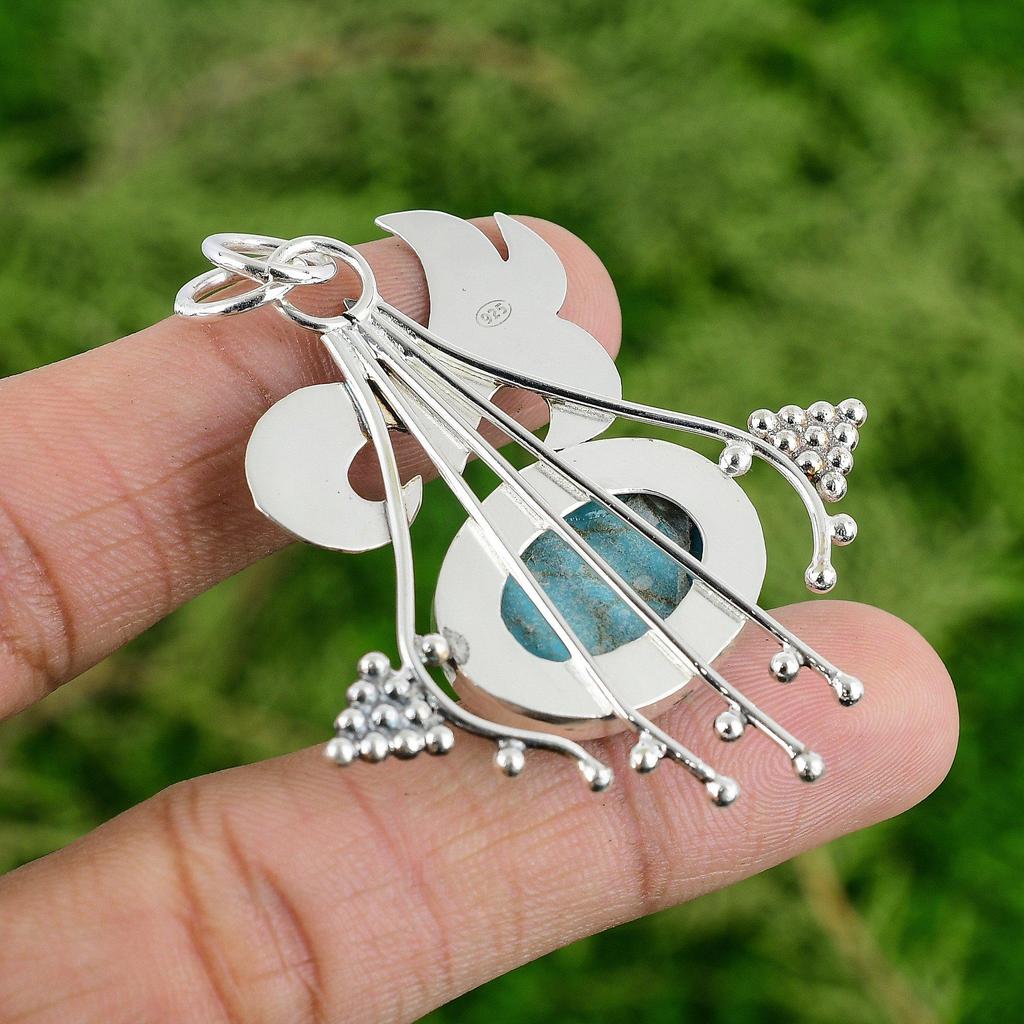 Copper Arizona Turquoise Gemstone Sterling Silver Mother Artisan Pendant Jewelry