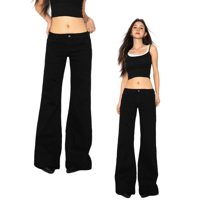 

Black Horn Jeans Women 2025 New Spring and Summer Gyaru Low Waist Pants American vintage Slimming Mopping Pants Light blue (extended version height above 170) L