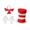 Top Hat Costume Set Red White Cat and Bow Tie, Gloves Accessory for Stage Show