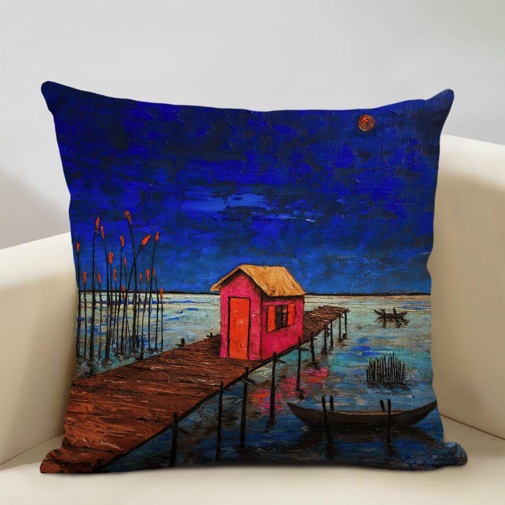 Portrait Oil Painting Cushion Cover African National Style Living Room Sofa Art Decoration Pillow Bedding 45x45cm Cover Pillows