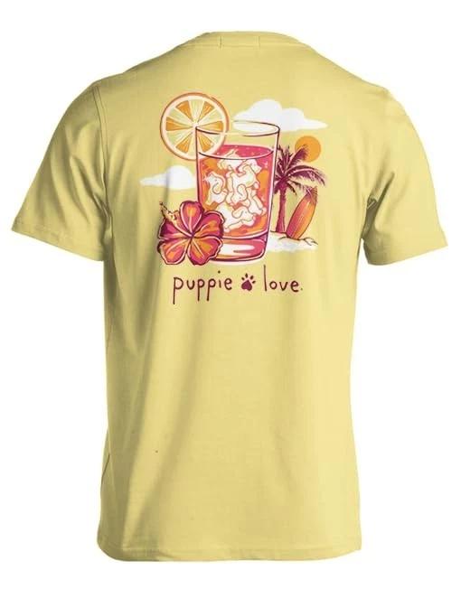 Puppie Love T-Shirt, Tropical Drink Design, Puppie Ice, Palm trees M