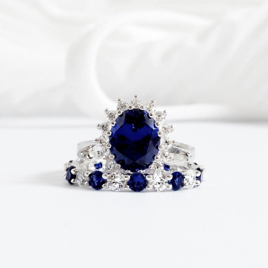 Sapphire Ring, Niche Ladies Ring Internet Celebrity Jewelry AVE