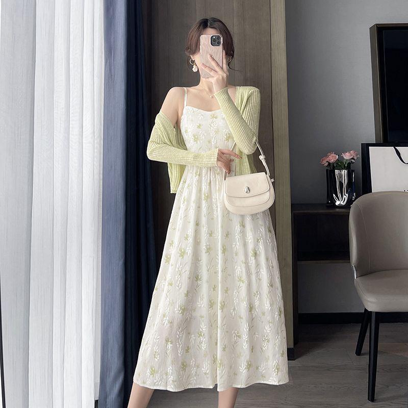 Floral Sling Dress & Sun Protection Cardigan Set - 2025 Spring/Summer Collection