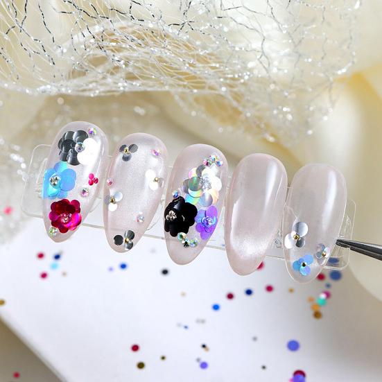 1 Box Round Glitter Nail Art Sequins 12 Grids Assorted Color Holographic Nail Charm Foils DIY Nail Design Crafts Manicure Decoration Accessories