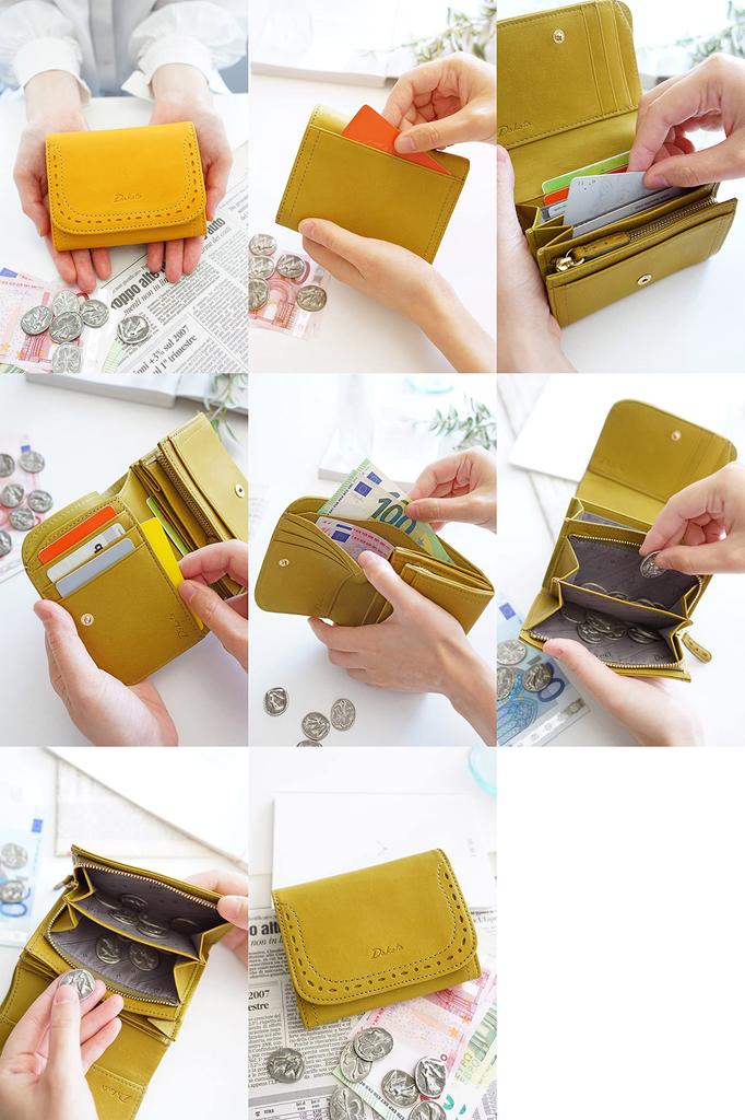 Dakota Women's Genuine Leather Bifold Wallet, Mustard, DA-35270-53