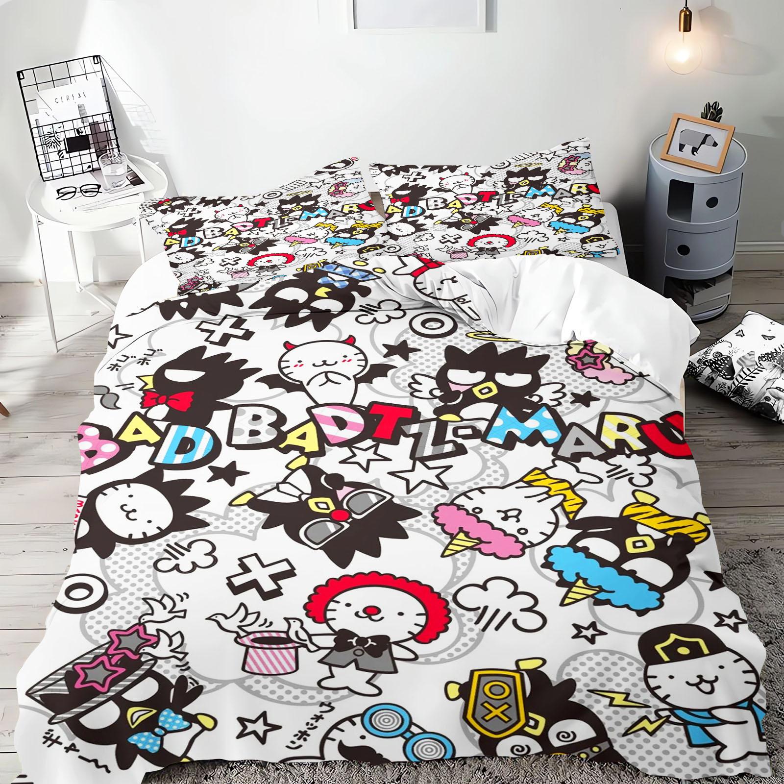 Bad Badtz-Maru Anime, Home Bedroom Comforte Nordic polyester material, suitable for children and adults, 3-piece set 135x200cm